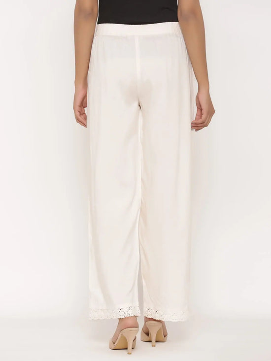 Juniper Ivory Rayon Solid Wide-Leg Palazzo