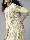 Juniper Limegreen Cambric Floral Print Straight Kurta Palazzo Set