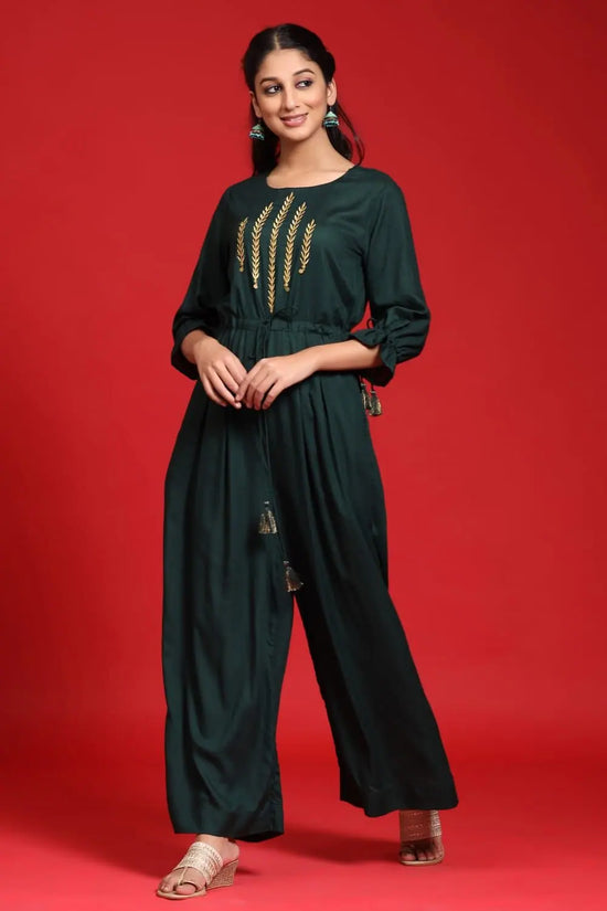 Juniper Jadegreen Rayon Slub Bandhani A-Line Kurta With Mask