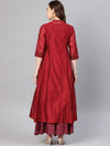 Juniper Maroon Chanderi Embellished Jacket Style 2 Piece Kurta