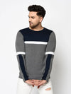 Men Charcoal Navy Full Sleeve T-Shirt