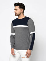 Men Charcoal Navy Full Sleeve T-Shirt