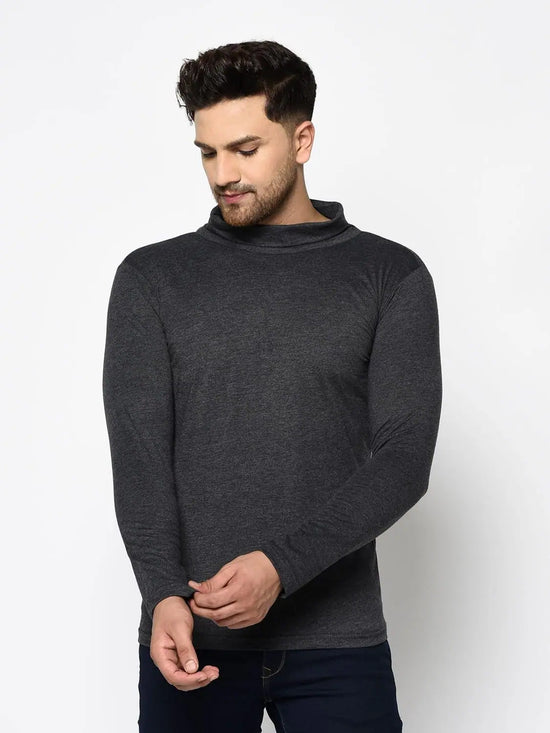 Men Charcoal Full Sleeve T-Shirt