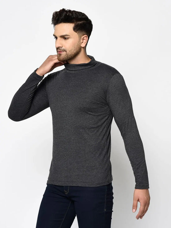 Men Charcoal Full Sleeve T-Shirt