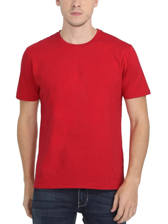 Men's Round Neck-Red 100% Cotton- 140 GSM