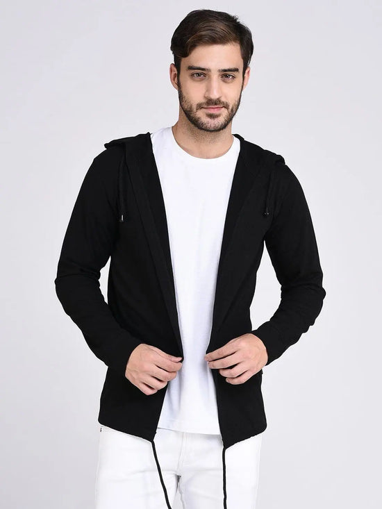 Men Black Full Sleeve Open Cardigan-LC09181024RL-M