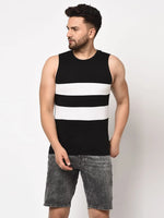 Men Black White Sleeveless Cotton Vest T-shirt