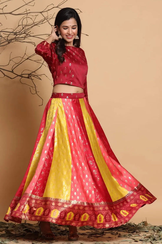 Juniper Multi Dull Satin Printed Lehenga Choli