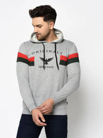 Men Grey White Printed Full Sleeve Sweatshirt