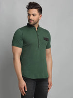 Men Bottle Green Half Sleeve T-Shirt