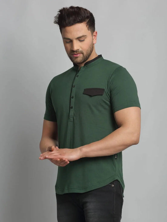 Men Bottle Green Half Sleeve T-Shirt