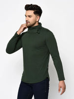 Men Bottle Green Full Sleeve T-Shirt