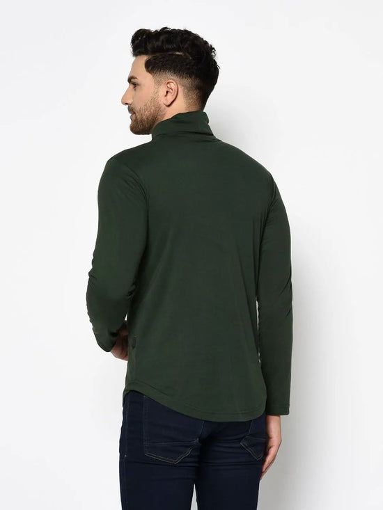 Men Bottle Green Full Sleeve T-Shirt