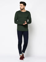 Men Bottle Green Thumbhole Sleeve T-Shirt