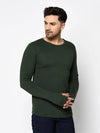 Men Bottle Green Thumbhole Sleeve T-Shirt