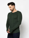 Men Bottle Green Thumbhole Sleeve T-Shirt