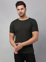 Men Olive Green Half Sleeve T-Shirt