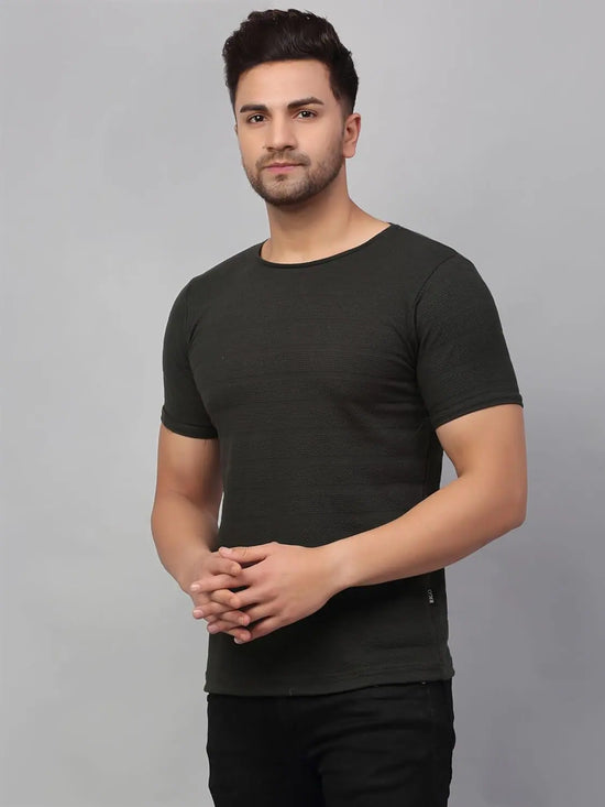 Men Olive Green Half Sleeve T-Shirt