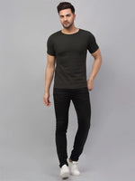 Men Olive Green Half Sleeve T-Shirt