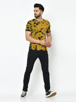 Men Mustard Tie & Dye Half Sleeve Cotton T-Shirt