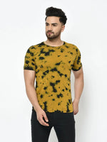 Men Mustard Tie & Dye Half Sleeve Cotton T-Shirt