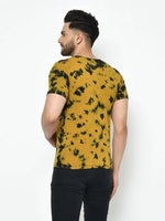 Men Mustard Tie & Dye Half Sleeve Cotton T-Shirt