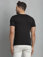 Men Black Foil Print Half Sleeve T-Shirt