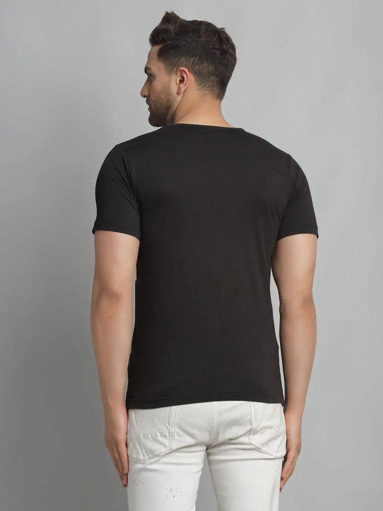 Men Black Color Block Half Sleeve T-Shirt