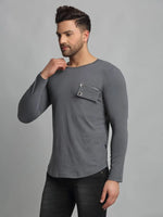 Men Grey Full Sleeve T-Shirt