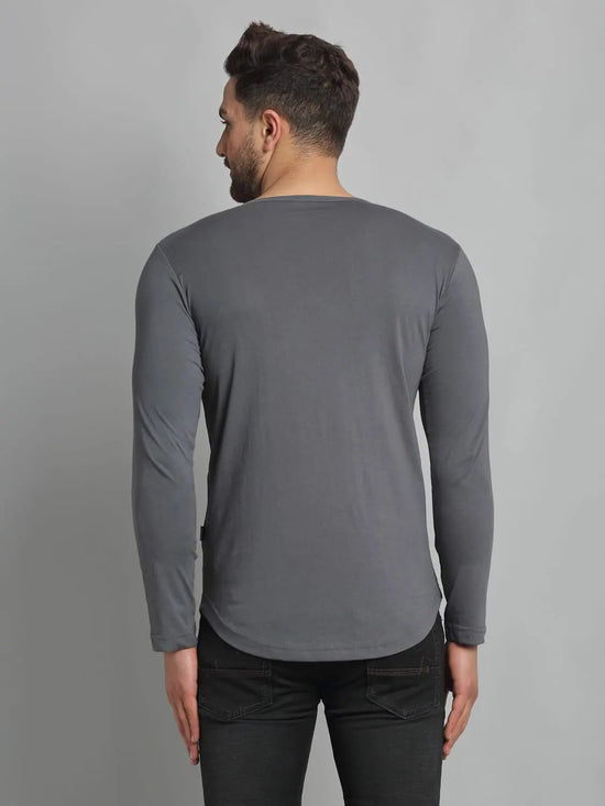 Men Grey Full Sleeve T-Shirt