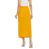 Adults-Women Solid Mustard Skirt With Front Slit