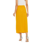 Adults-Women Solid Mustard Skirt With Front Slit