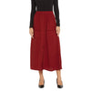 Adults-Women Solid Maroon Skirt With Front Slit