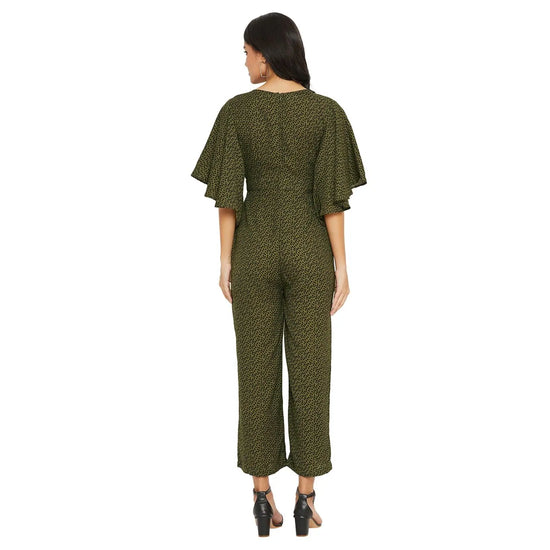 Women Solid Standard Olive Jumpsuits & Sets