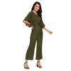 Women Solid Standard Olive Jumpsuits & Sets