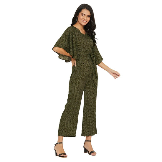 Women Solid Standard Olive Jumpsuits & Sets