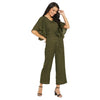 Women Solid Standard Olive Jumpsuits & Sets