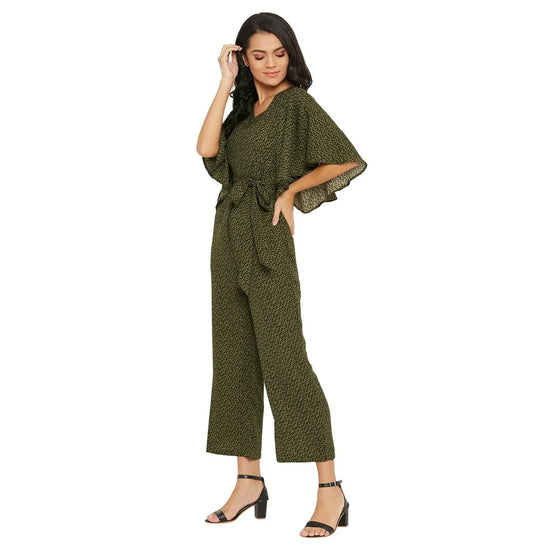 Women Solid Standard Olive Jumpsuits & Sets