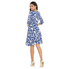 Adults-Women Blue And White Floral Printed A-line Dress