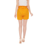 Adults-Women Mustard Printed Loose Fit Regular Shorts