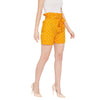 Adults-Women Mustard Printed Loose Fit Regular Shorts