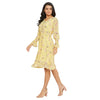 Adults-Women Lemon Floral Print Smocked A-line Dress