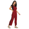 Adults-Women Solid Maroon Dungarees With Side Stripes