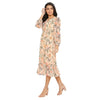 Adults-Women's Peach Printed Dress With Elasticated Waist