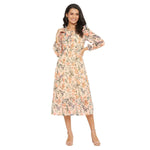 Adults-Women's Peach Printed Dress With Elasticated Waist