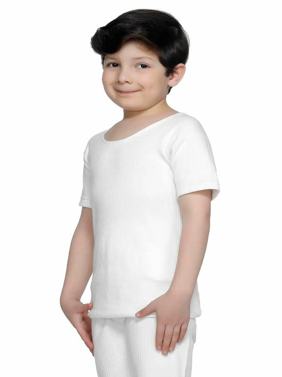 Thermals Unisex Top Round Neck Half Sleeves Solid White