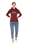 White Moon Hoodie Printed Casual/Sports Sweatshirt for women (Maroon)