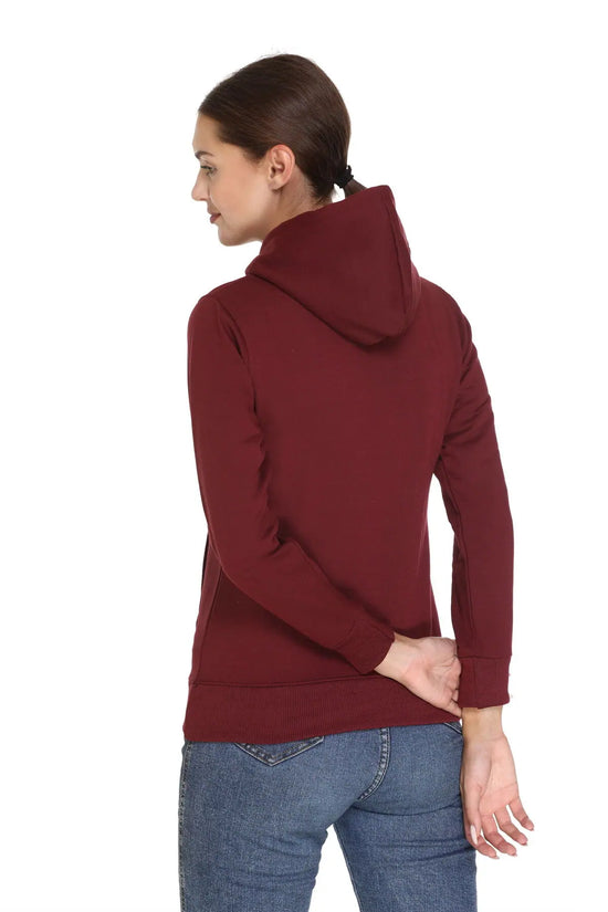 White Moon Hoodie Printed Casual/Sports Sweatshirt for women (Maroon)