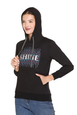 White Moon Hoodie Printed Casual/Sports Sweatshirt for women (Black)