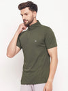 White Moon Men Dry fit Sports Gym Tshirt (Olive)